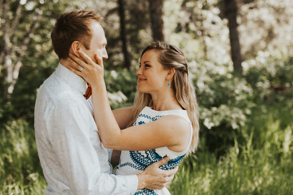 Engagement photos showing the ring in Edmonton 
