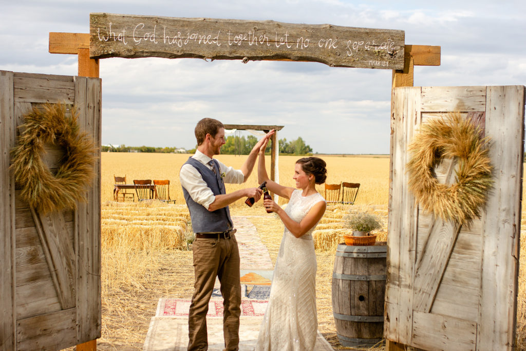 Edmonton Farm Wedding Ceremony | Bride and Groom Photos