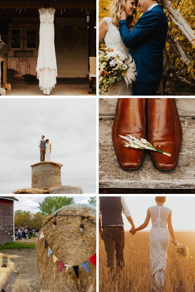 collage of Edmonton wedding photos in the fall