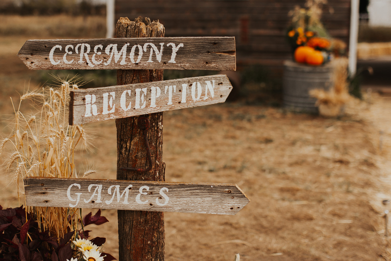 ceremony reception direction sign