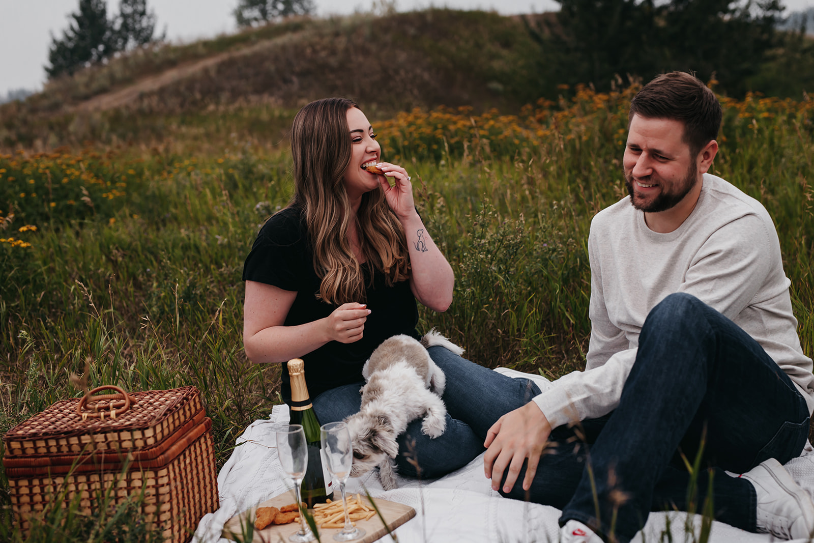 picnic engagement photo shoot in Edmonton