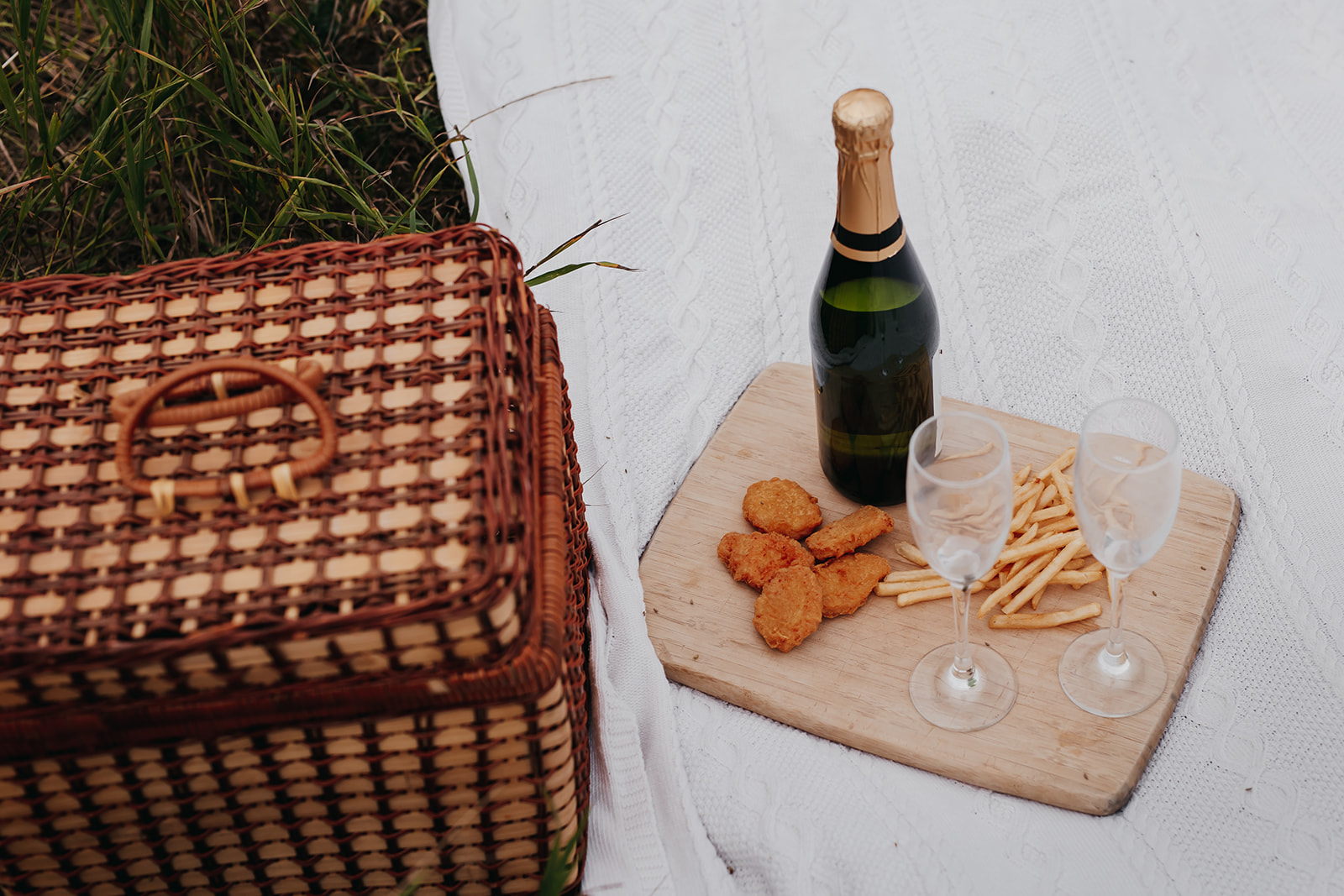 picnic basket for engagement photo shoot