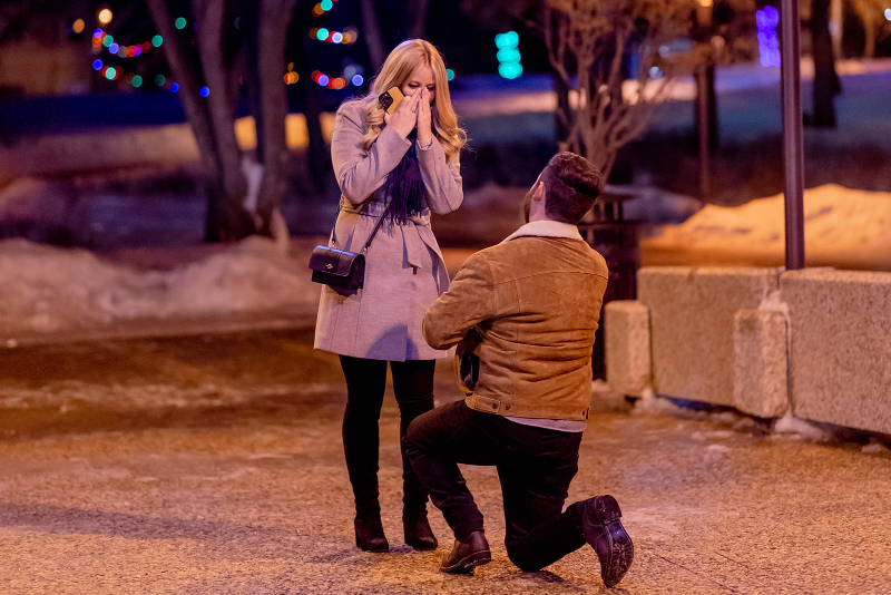 couple got engaged in downtown Edmonton